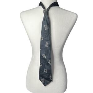 Giorgio Armani Men’s  Black Silk Tie With Square Print